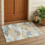 3' X 5' Ivory And Beige Abstract Washable Indoor Outdoor Area Rug
