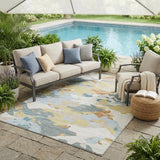 5' X 8' Ivory And Beige Abstract Washable Indoor Outdoor Area Rug