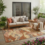 5' X 8' Orange And Copper Abstract Washable Indoor Outdoor Area Rug