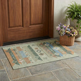 3' X 5' Sage And Green Geometric Washable Indoor Outdoor Area Rug