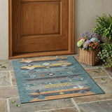 3' X 5' Teal Blue And Copper Geometric Washable Indoor Outdoor Area Rug