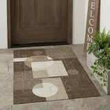 3' X 5' Chocolate And Brown Geometric Washable Indoor Outdoor Area Rug