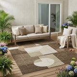 5' X 8' Chocolate And Brown Geometric Washable Indoor Outdoor Area Rug