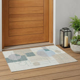 3' X 5' Ivory And Beige Geometric Washable Indoor Outdoor Area Rug