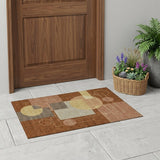 3' X 5' Orange And Copper Geometric Washable Indoor Outdoor Area Rug