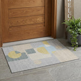 3' X 5' Silver And Sky Blue Geometric Washable Indoor Outdoor Area Rug