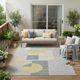 5' X 8' Silver And Sky Blue Geometric Washable Indoor Outdoor Area Rug