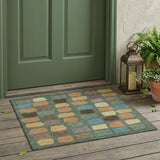 3' X 5' Green And Wheat Geometric Washable Indoor Outdoor Area Rug