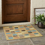 3' X 5' Gold And Copper Geometric Washable Indoor Outdoor Area Rug