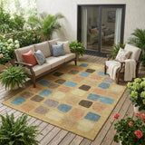 5' X 8' Gold And Copper Geometric Washable Indoor Outdoor Area Rug