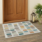 3' X 5' Ivory And Beige Geometric Washable Indoor Outdoor Area Rug