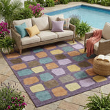 5' X 8' Purple And Plum Geometric Washable Indoor Outdoor Area Rug