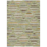 3' X 5' Green And Taupe Southwestern Washable Indoor Outdoor Area Rug