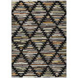 5' X 8' Black And Ivory Southwestern Washable Indoor Outdoor Area Rug
