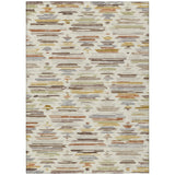 5' X 8' Ivory And Brown Southwestern Washable Indoor Outdoor Area Rug