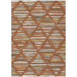 5' X 8' Orange And Charcoal Southwestern Washable Indoor Outdoor Area Rug