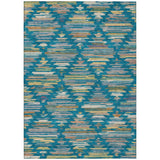 8' X 10' Teal Blue And Silver Southwestern Washable Indoor Outdoor Area Rug