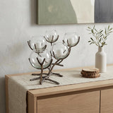 9" Silver Metal Tabletop Candelabra Candle Holder