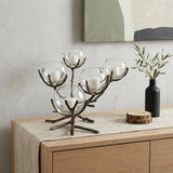 9" Brown Metal Tabletop Candelabra Candle Holder
