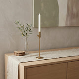 14" Antiqued Brass Metal Tabletop Taper Candlestick