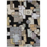 3' X 5' Black And Gray Geometric Washable Indoor Outdoor Area Rug
