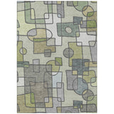 3' X 5' Fern Green And Green Geometric Washable Indoor Outdoor Area Rug