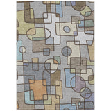 5' X 8' Gray And Sky Blue Geometric Washable Indoor Outdoor Area Rug