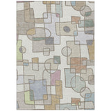 3' X 5' Ivory And Brown Geometric Washable Indoor Outdoor Area Rug