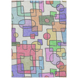 3' X 5' Pearl And Pink Geometric Washable Indoor Outdoor Area Rug