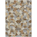 5' X 8' Chocolate And Beige Geometric Washable Indoor Outdoor Area Rug