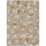 3' X 5' Copper And Beige Geometric Washable Indoor Outdoor Area Rug