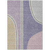 8' X 10' Purple And Lavender Geometric Washable Indoor Outdoor Area Rug