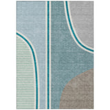8' X 10' Teal Blue And Aqua Geometric Washable Indoor Outdoor Area Rug