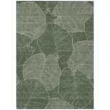 3' X 5' Green And Ivory Floral Washable Indoor Outdoor Area Rug