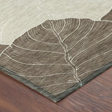 5' X 8' Chocolate And Beige Floral Washable Indoor Outdoor Area Rug