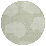 8' Green And Ivory Round Floral Washable Indoor Outdoor Area Rug