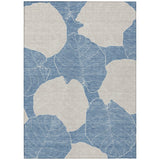 3' X 5' Denim Blue And Ivory Floral Washable Indoor Outdoor Area Rug
