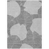 3' X 5' Gray And Ivory Floral Washable Indoor Outdoor Area Rug