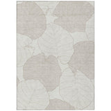 3' X 5' Ivory And Silver Floral Washable Indoor Outdoor Area Rug