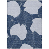 3' X 5' Navy Blue And Ivory Floral Washable Indoor Outdoor Area Rug