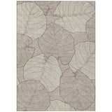 3' X 5' Taupe And Beige Floral Washable Indoor Outdoor Area Rug