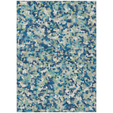 3' X 5' Navy Blue And Sky Blue Geometric Washable Indoor Outdoor Area Rug