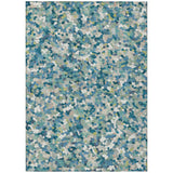 3' X 5' Teal Blue And Blue Geometric Washable Indoor Outdoor Area Rug