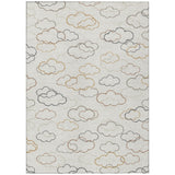 3' X 5' Linen And Wheat Abstract Washable Indoor Outdoor Area Rug