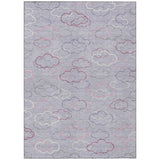3' X 5' Lavender And Ivory Abstract Washable Indoor Outdoor Area Rug
