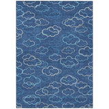 5' X 8' Navy Blue And Ivory Abstract Washable Indoor Outdoor Area Rug