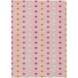 3' X 5' Pink And Ivory Geometric Washable Indoor Outdoor Area Rug