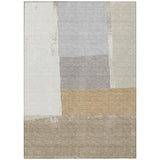 5' X 8' Beige And Ivory Geometric Washable Indoor Outdoor Area Rug