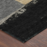 3' X 5' Black And Charcoal Geometric Washable Indoor Outdoor Area Rug