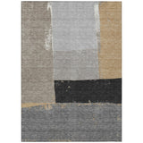 5' X 8' Gray And Silver Geometric Washable Indoor Outdoor Area Rug